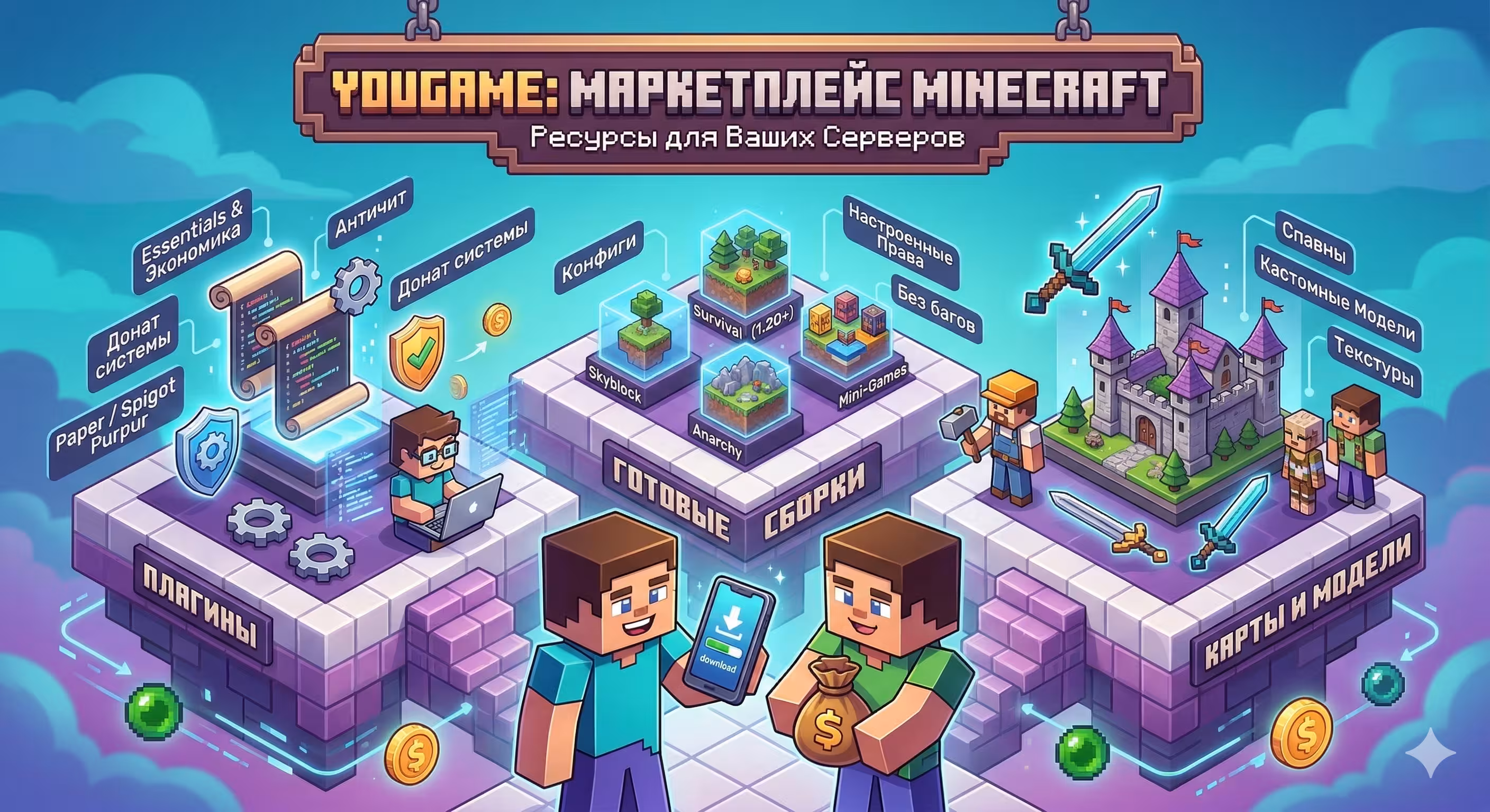 Маркетплейс плагинов и сборок для Minecraft серверов